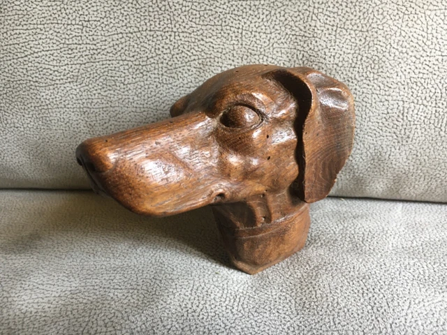 Tête De Chien En Bois Sculpté - Déco Rustique, Artisanat