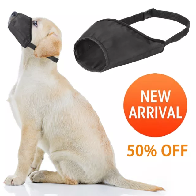 Black Pet Adjustable Dog Muzzle Mask Nylon Soft Comfortable No Bark Bite S/M/L