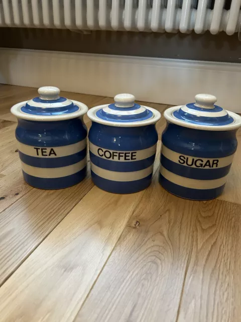 TG Green Cornishware Blue & White,  Tea, Coffee & Sugar Set