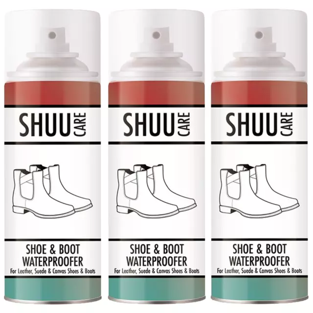 3X Waterproof Shoe & Boot Spray Leather Suede Canvas Shoe Protection 300ml