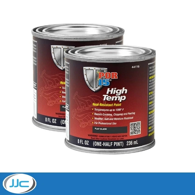 2 x 236 ml - POR15 vernice ad alta temperatura, nero piatto - resiste fino a 650 gradi