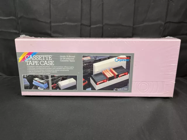 VTG Dynasound Organizer Pink Plastic 15 Cassette Tape Holder Storage Case NOS