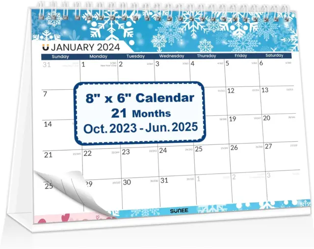 2024-2025 Small Desk Calendar Standing 8x6, Monthly Calendar for Office Desktop