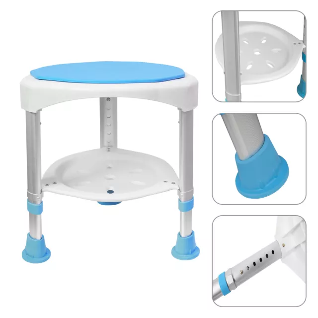 Taburete de ducha silla de baño silla de ducha altura ajustable 360° taburete giratorio de baño 200 kg ^3