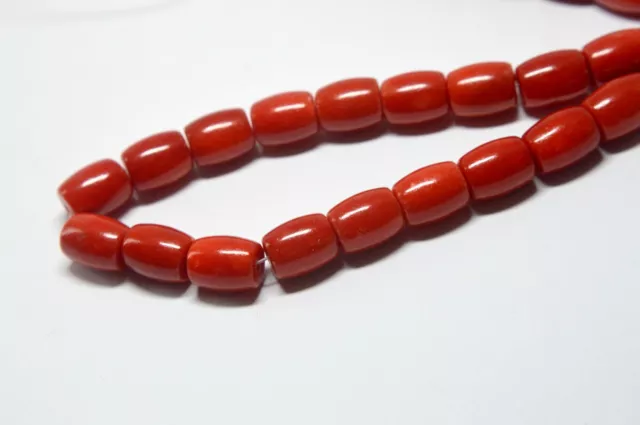 VINTAGE RED CORAL Olive Beads Bead Necklace $19.99 - PicClick