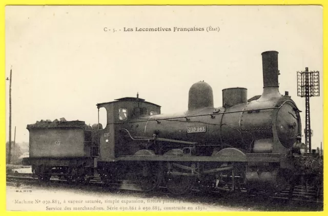 cpa LOCOMOTIVE à VAPEUR (Etat) pour TRAIN de MARCHANDISES Construite en 1891