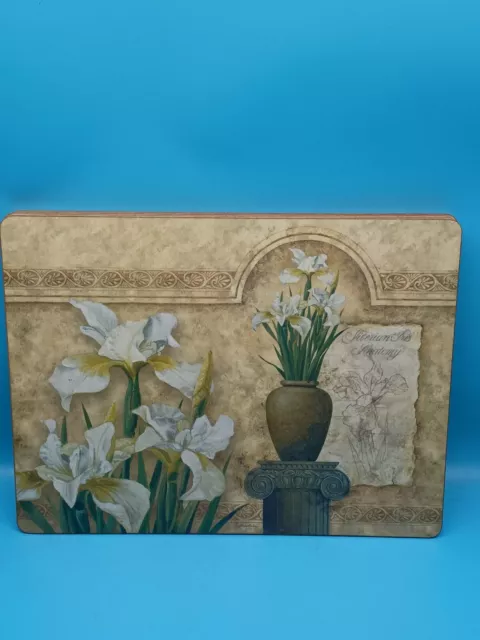 Vintage Pimpernel Placemats (Set Of 4) Cork-Backed "Siberian Iris" England
