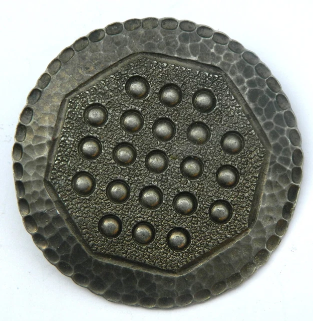 Broche Ancienne Art Déco Métal Argenté - Motif Feuilles Créateur