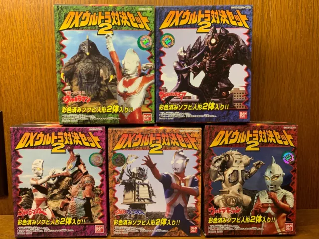Ultraman DX Ultra Showdown 2 Sofubi Set 10  Figures in 5 boxes 2002 Bandai