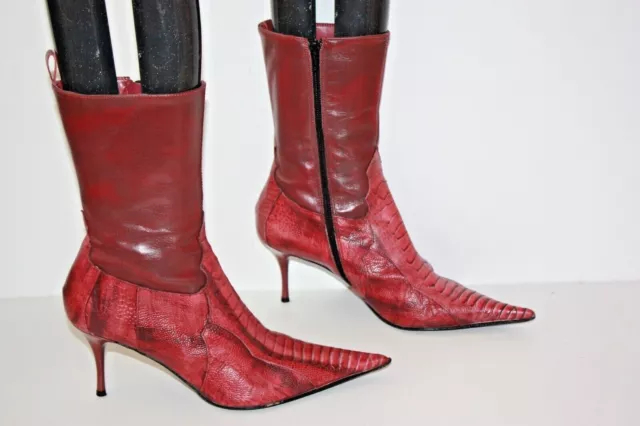 SAN MARINA Bottines Pointues Cuir Motifs Reptiles Framboise T 39 TBE EUR 55 00 PicClick FR