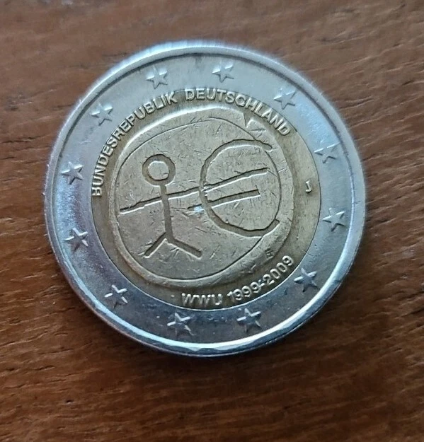 Seltene 2 Euro Münze Strichmännchen Wert SELTENE 2 EURO Münze Strichmännchen Fehlprägung one 1999-2009 J BRD EUR