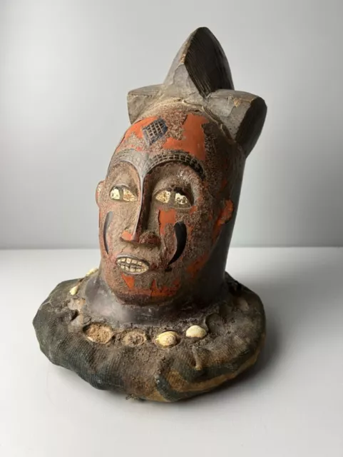 Antique African Gabon Punu Tribal Ethnographic Hand-Carved Bust Statue - RARE!