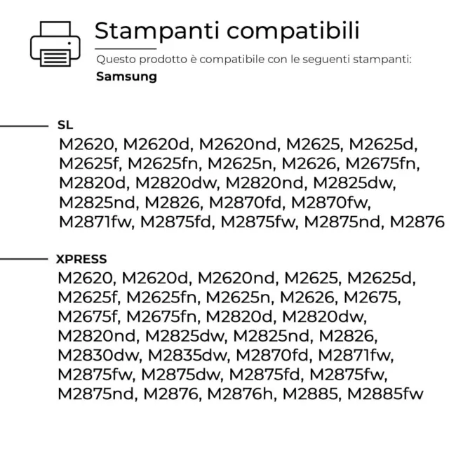 2 Toner Mlt-D116L Per Samsung Xpress Sl M2875F M2625D M2675F M2825Nd M2876Fd 3