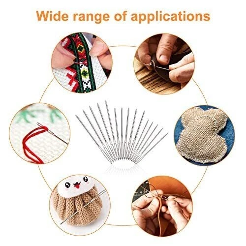 Redamancy Large-Eye Blunt Needles 15 Pcs Stainless Steel Yarn Knitting Needle...