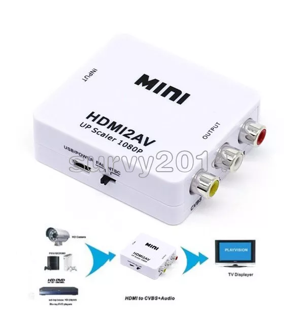 Mini Composite 1080P HDMI zu RCA Audio Video CVBS AV Adapter Konverter für HD TV