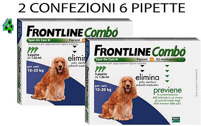Frontline Combo Cane 10 - 20 Kg 6 Pipette Antiparassitario Per Cani Antipulci .