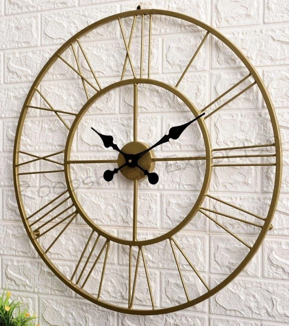 Iron Hand-Crafted Large Brass Colour Wall Clock (60 x 60 cm) VINATAGE