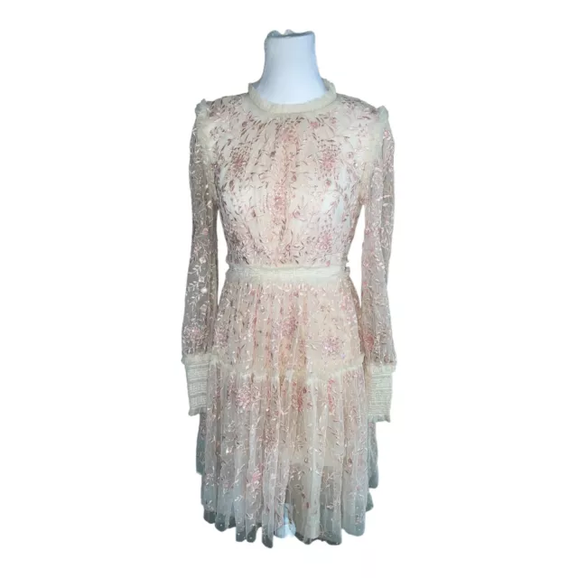 Needle & Thread Whitehorn Mini Dress Size 2 Beaded And Embroidered Floral $500 3