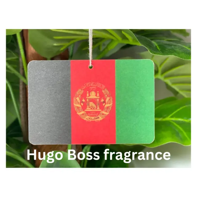 Auto Lufterfrischer Afghanistan Flagge mit Hugo Boss Parfüm. Langlebig. 3