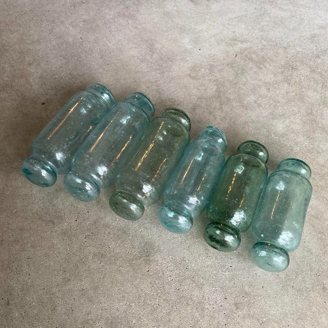 Glass Fishing Float Buoy Ball Cylinder Type Vintage Japanese set 12.5-15cm #4