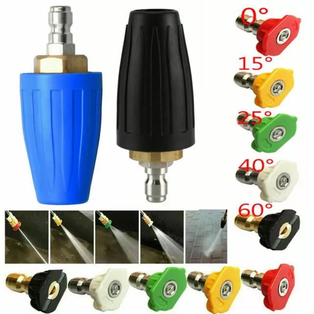 3600/4000PSI 1/4" High Pressure Washer Rotating Turbo Nozzle Spray Tip 2.5/4 GPM