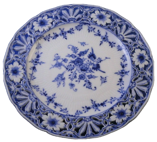 Ancien 20tC KPM Berlin Porcelaine Réticulé Strawflower Plaque Porzellan Teller