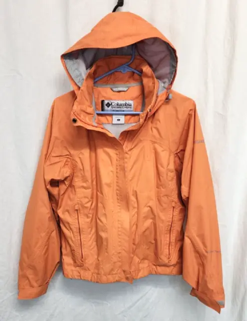 Columbia Titanium OMNI-TECH Waterproof Hooded Rain Jacket Orange Women Small
