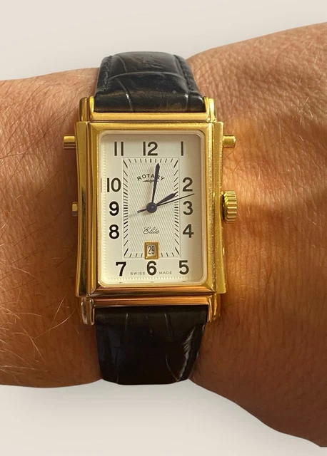 Dual Dial Rotor ROTARY ELITE REVERSO Dual Dial Swiss Made Gold Plated Quartz Watch £363 ...