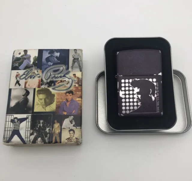Retired 2005 Purple Elvis Zippo Lighter With Box And Papers