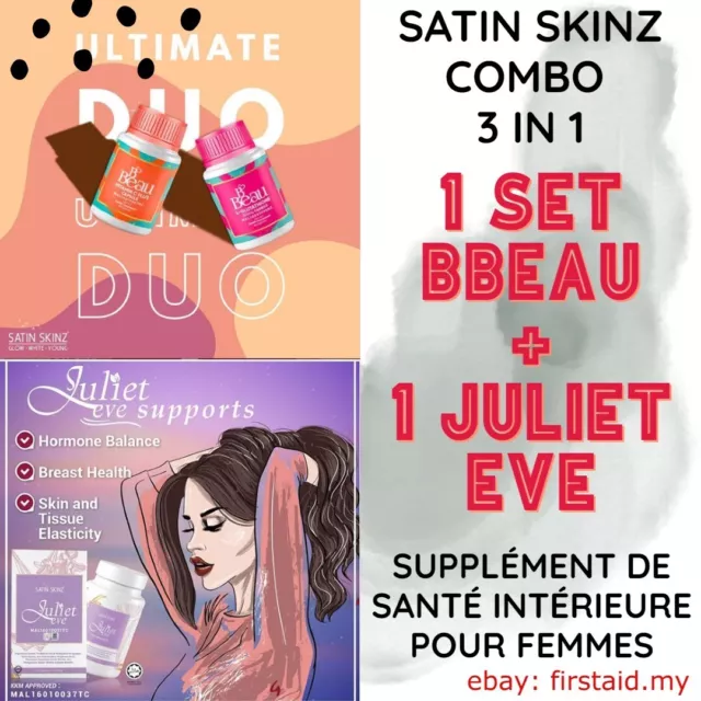 🔥[ COMBO ]🔥SATIN SKINZ  1x L- GLUTATHIONE + 1x VITAMIN C PLUS +  1x JULIET EVE