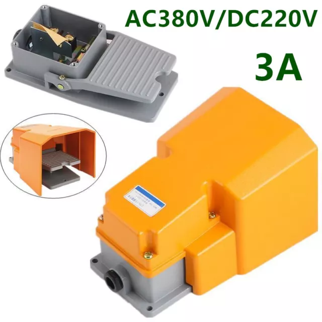 3A AC380V DC220V Foot Pedal Switch Industrial Operated Pedal Full Guard Antislip