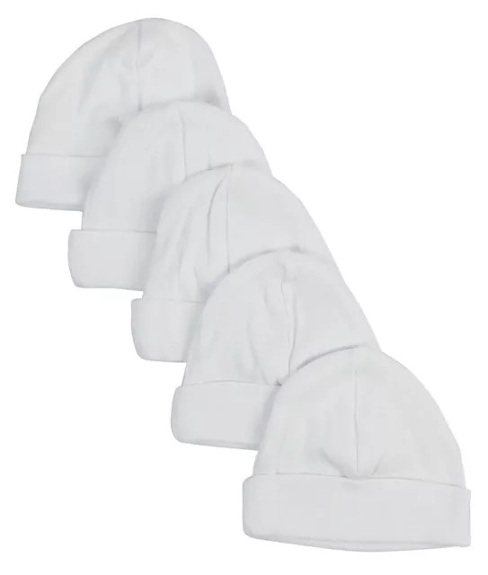 Unisex 100% Cotton White Baby Cap (Pack of 5) One Size