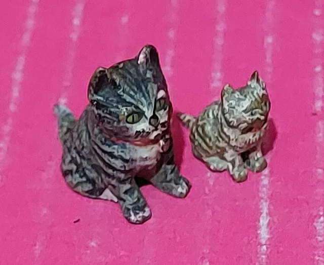 Austrian Miniature *CATS GESCHUTZT* Cold Painted Bronze Bergmann?  (Doll House)
