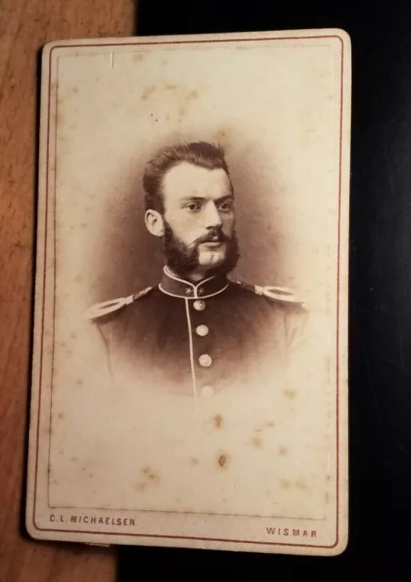 Uniforme soldato spalline - ufficiale - bottoni / 1871 CDV C. L. Michaelsen Wismar