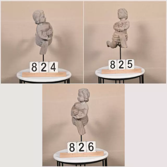 Vintage Wooden Hand Carved CHERUB Statue Sculpture On Iron Stand For Home Decor
