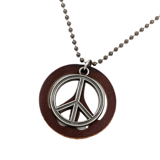 2 Stück Retro Peace Charm Halskette Peace Sign Anhänger Schmuck Mode Pullover