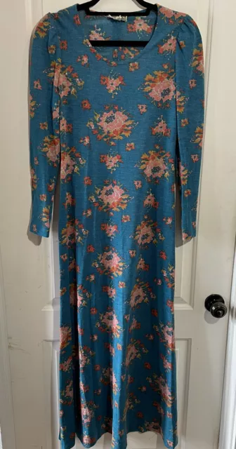 Vtg 70s Corky Craig California FLORAL Hippie Boho Prairie Maxi DRESS