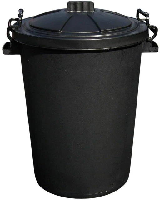 BLACK 50L 50 Litre Extra Large Heavy Duty Plastic Bin Dustbin, Storage ...