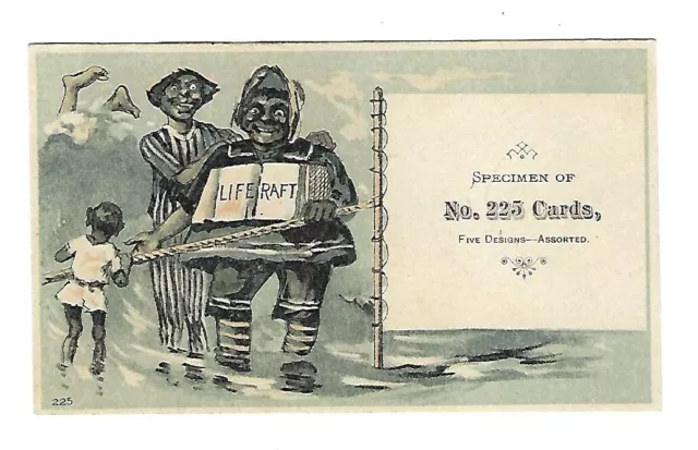 c1890's Stock Victorian Trade Card Siwimmers Wearing Life Raft