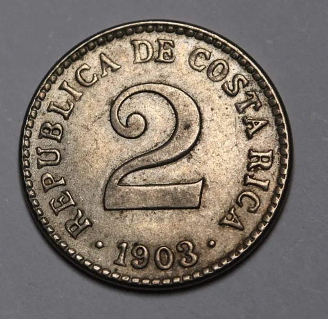 1903 Costa Rica 2 Centimos KM# 144 America Central