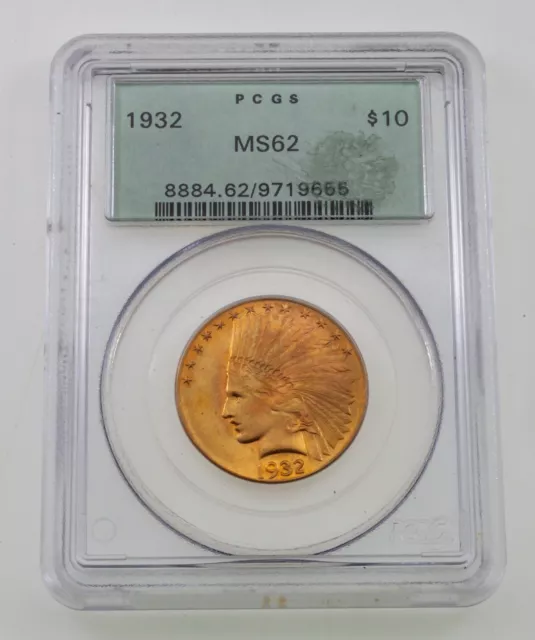 1932 $10 Gold Indian Eagle Graded by PCGS as MS-62 Old Label