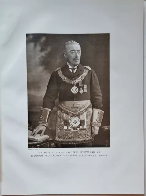 1886 Masoneria Estampado Marquess De Zetland Provincial Grand Maestro Yorkshire
