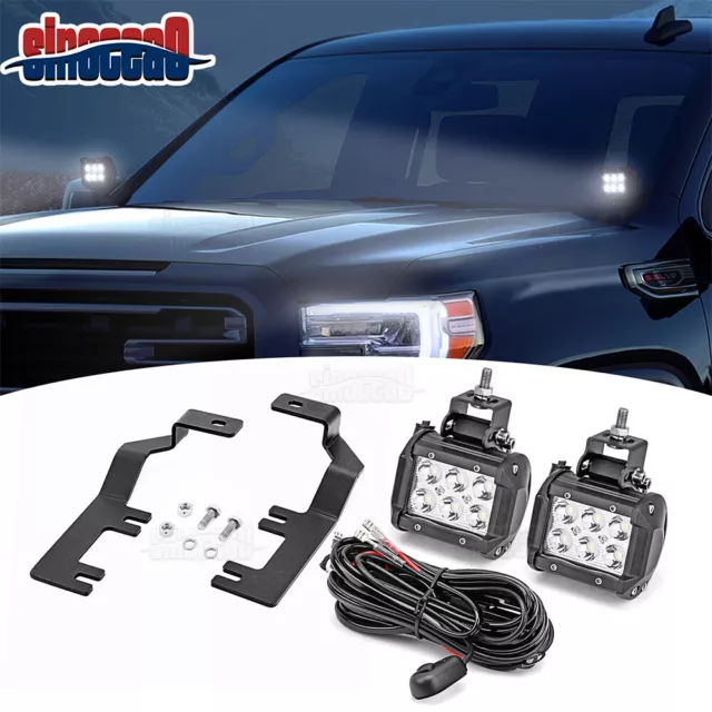 Hood Ditch LED Light Pod Brackets Wire Kit For Chevy Colorado GMC Canyon 2015-22