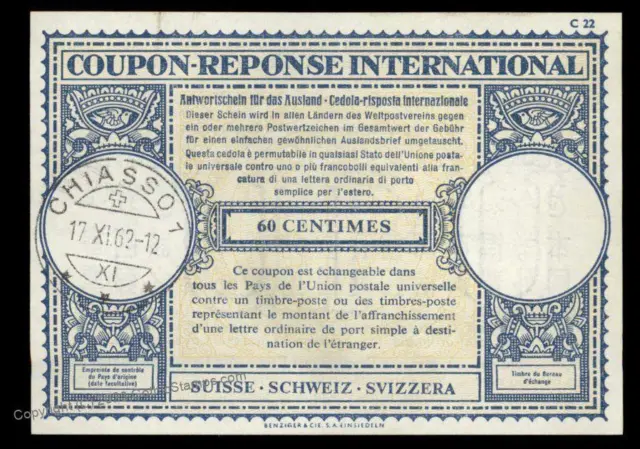 Switzerland International Reply Coupon IRC Post Office 98961