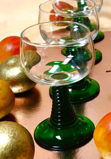 2 Wein Glas Römer Gold/grün Rote Glassteine LAHNSTEIN Ca. 60 | Kaufen Auf