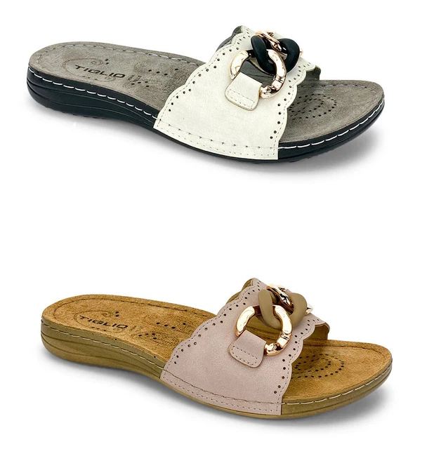 Ciabatte Donna TIGLIO In Vera Pelle - Punta Aperta Con Plantare Morbido E Regolabile - Foto 11