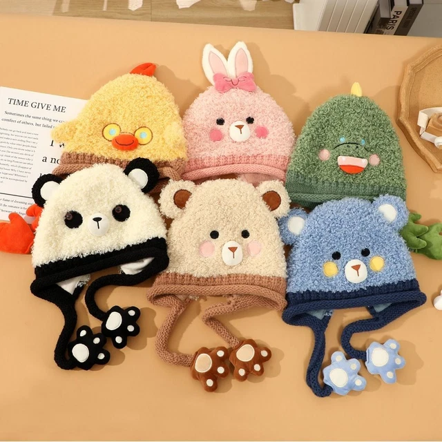 Caricatura all'uncinetto custodia peluche berretto bambino affascinante bambini maglia berretto