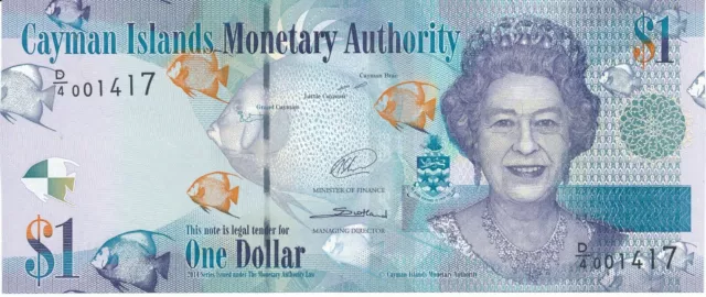 Cayman Islands Monetary Authority P38d $1 Uncirculated
