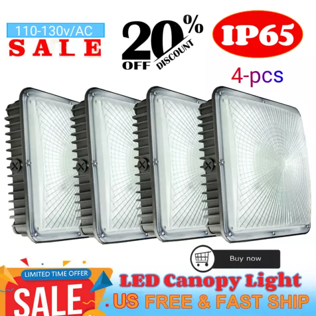 4 Pack 70Watt LED Canopy Ceiling Light - Gas Station Lights, Parking Garage Lamp