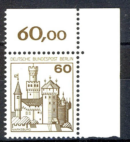 537 Burgen u.Schl. 60 Pf Ecke or ** postfrisch